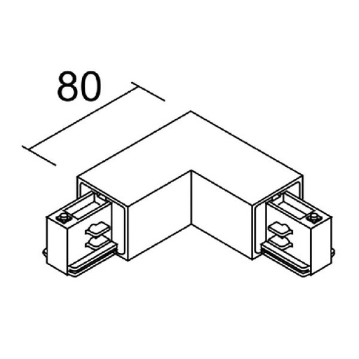 [ARI16350] Raccord coude 90°, terre intérieure - pour rail 3 allumages - 16350