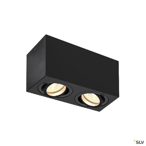 [DC1002005] TRILEDO Double, plafonnier en saillie, noir, QPAR51 10W max. 1002005