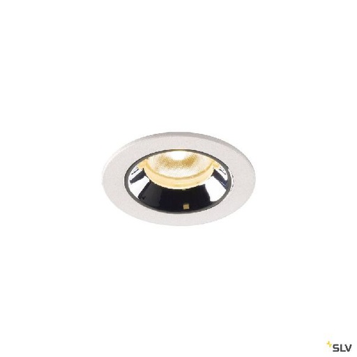 [DC1005528] NUMINOS® XS, encastré plafond int, 20°, blanc/chrome, LED, 7W, 3000K, IP20/IP44 1005528