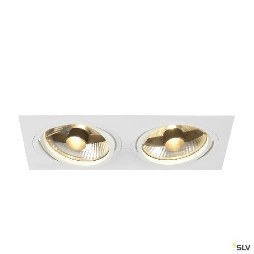 [DC113841] NEW TRIA 300, double, QPAR111, encastré, carré, blanc, max. 2x75W clips ressorts 113841