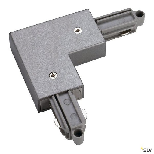 [DC143052] Connecteur d'angle pour rail 1 allumage 16A max, gris, terre extérieur 143052