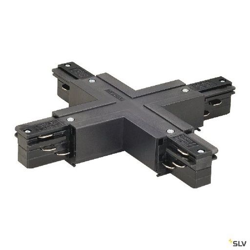 [DC145690] EUTRAC®, connecteur en X, intérieur, pour rail 3 allumages en saillie, noir 145690