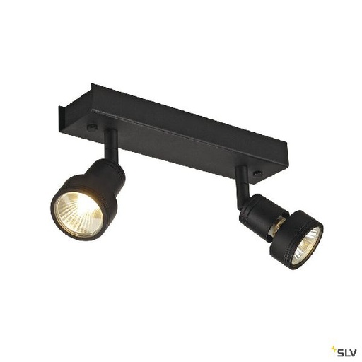 [DC147370] PURI, plafonnier, noir mat, double, GU10, max. 2x50W, anneau déco inclus 147370