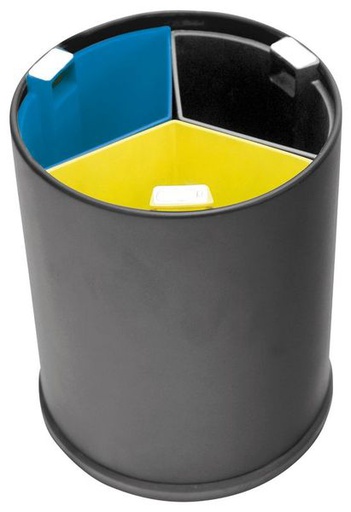 [JVD8991086] CORBEILLE noire 13L 3 bacs colorés - JVD 8991086