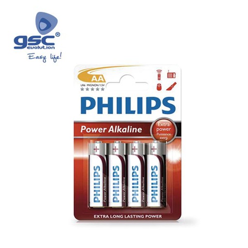 [GC009000312] Pile Alcaline PHILIPS LR6 (AA) Blister 4 Ud. | 009000312