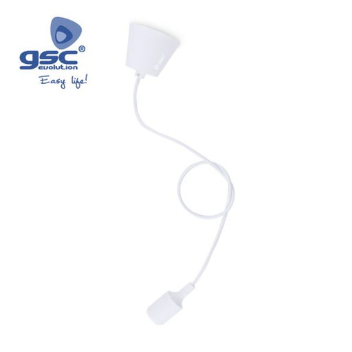 [GC000703499] Douilles silicones E27 câble textil 1M - Blanc | 000703499