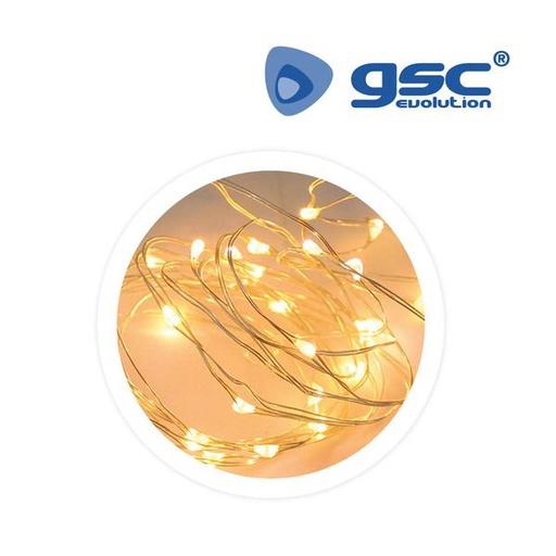 [GC005204400] Guirlande LED 2M blanc chaud 20 LEDS. Batería 2xAA | 005204400