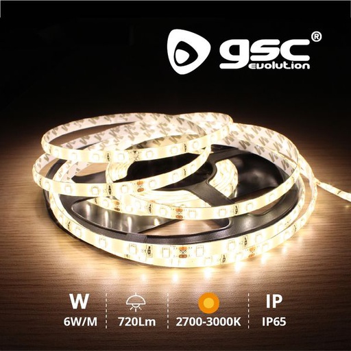 [GC001504591] Rouleau 5M LED SMD2835 (6W) 2700K-3000K IP65 24V | 001504591