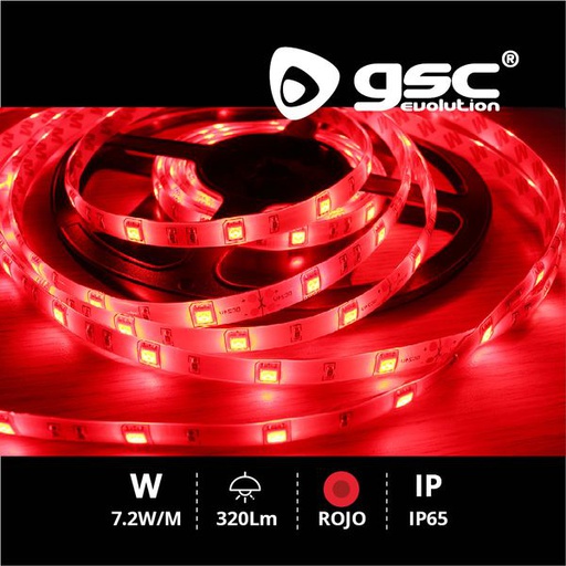 [GC001504595] Rouleau 5M LED SMD5050 (7,2W) Rouge IP65 24V | 001504595
