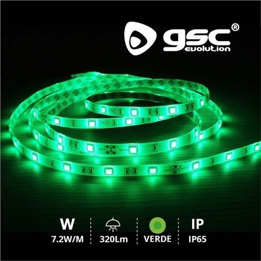 [GC001504596] Rouleau 5M LED SMD5050 (7,2W) Vert IP65 24V | 001504596