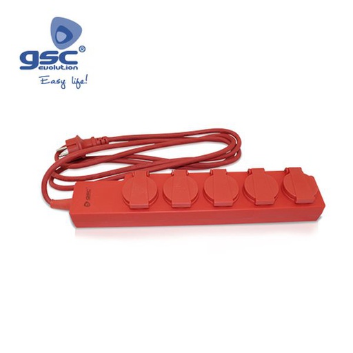 [GC000500118] Base rouge 5 Prises avec couvercle (3x1.5mm) 3M | 000500118