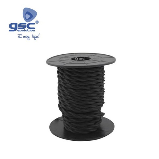 [GC003902977] 10M (2x0,75mm) Câble textile tressé noir | 003902977