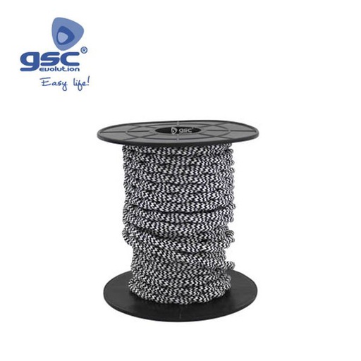 [GC003902986] 10M (2x0,75mm) Câble textile tressé noir/blanc | 003902986