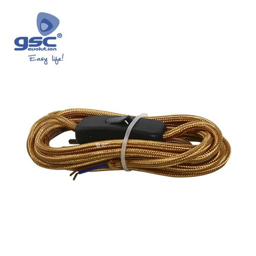 [GC001102959] Câble textile 1,5 M (2x0,75 mm) + insert plaqué or | 001102959