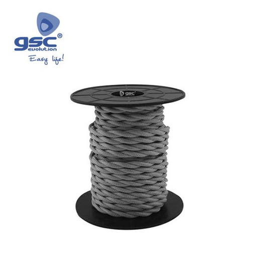 [GC003902978] Câble textile 10M (2x0,75mm) tressé Gris foncé | 003902978
