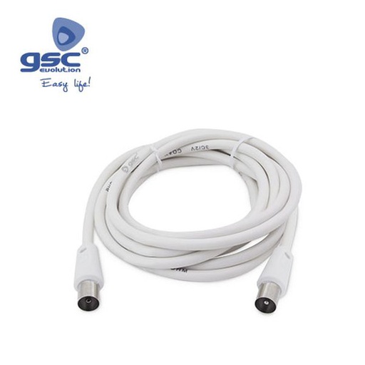 [GC002600911] Câble coaxial 3C2V Mâle vers Femelle Blanc / 1.5M | 002600911