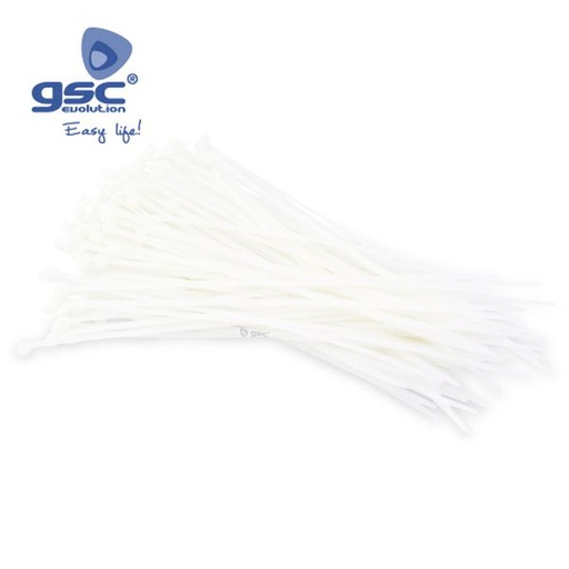 [GC000900172] Pack 100 Serres-cables 100% nylon 130x2.5mm blanc | 000900172