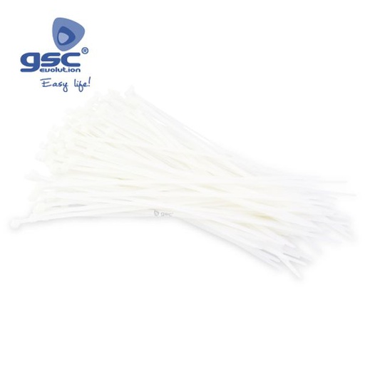 [GC000900178] Pack 100 Serres-cables 100% nylon 300x4.8mm blanc | 000900178