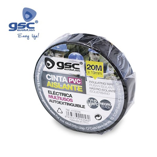 [GC004102256] Bande adhesive isolante électrique PVC Noir 20M | 004102256