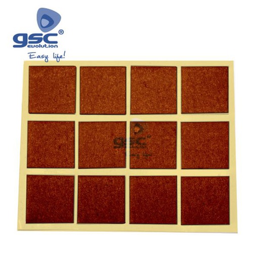[GC003802772] Set 12 feutres adhesifs carré 20x23mm - Marron | 003802772