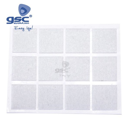 [GC003802766] Set 12 feutres adhesifs carrés 20x23mm - Blanc | 003802766