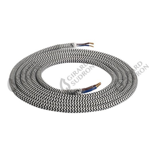 [GS187533] Câble textile rond 2x0,75mm2 double isolation noir 187533