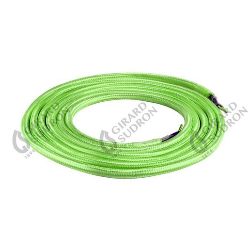 [GS187580] Câble textile rond 2x0,75mm2 double isolation vert 187580