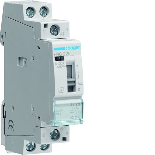 [HAG-ERC225] Contacteur à commande manuelle 25A, 2F, 230V 1 module ERC225