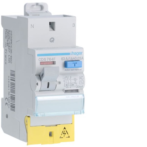 [HAG-CDS764F] Interrupteur différentiel 2 poles 63 A 30 mA Type AC à Borne décalée SanVis CDS764F
