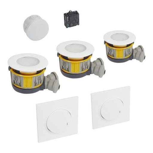 [LEG088555] Kit 3 Spots Dimmables Modul'Up Complet + Micromodule + 2 Cde legrand 088555