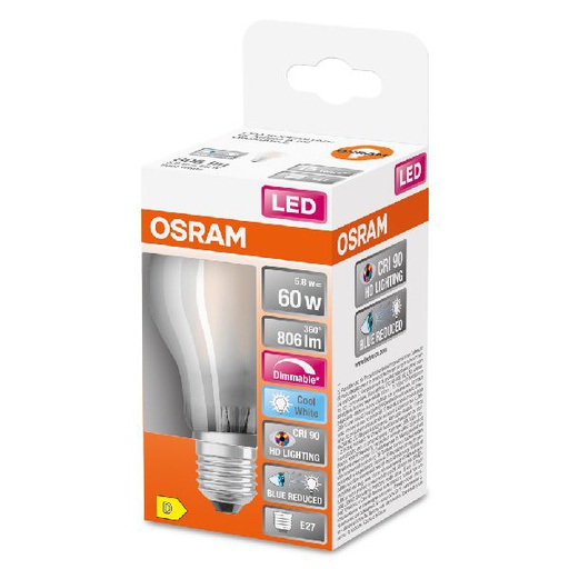 [OSR602595] LED SuperStar+ Standard verre dépoli variable 5,8W=60 E27 froid - 602595