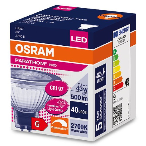 [OSR609372] Osram LED Parathom pro dim MR16 43 927 GU5.3 36° 7,8W 500lm - 609372