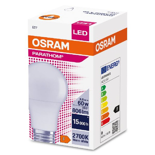 [OSR593176] Osram LED CLA60 Dépolie 827 E27 8,5W 806lm - 593176