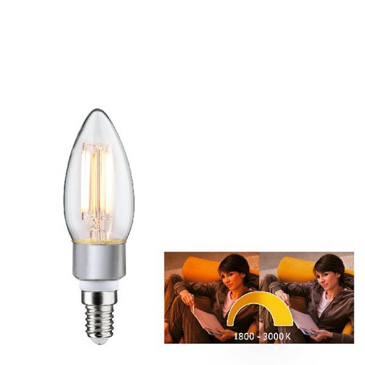 [PAU28777] LED Fil bougie 470lm E14 5W dim to warm 1800-3000K 230V
