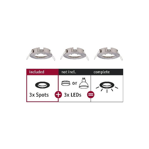 [PAU92479] ENC Choose 3 spots fixes max 3x10W Acier bros alu 230V 51mm