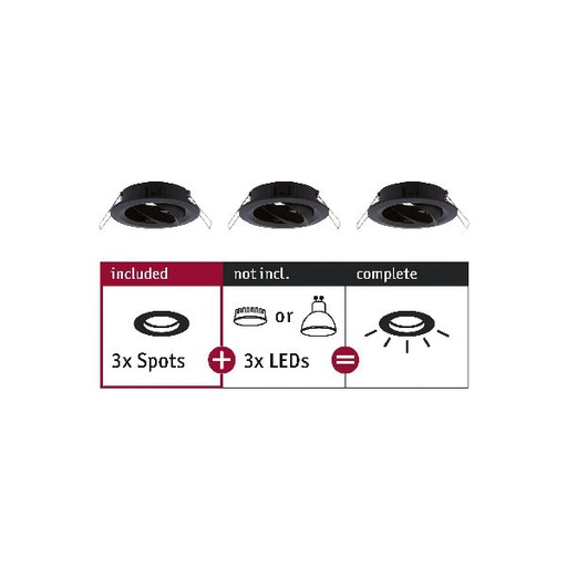 [PAU92487] ENC Choose 3 spots orientables max 3x10W 230V 51mm Noir mat alu