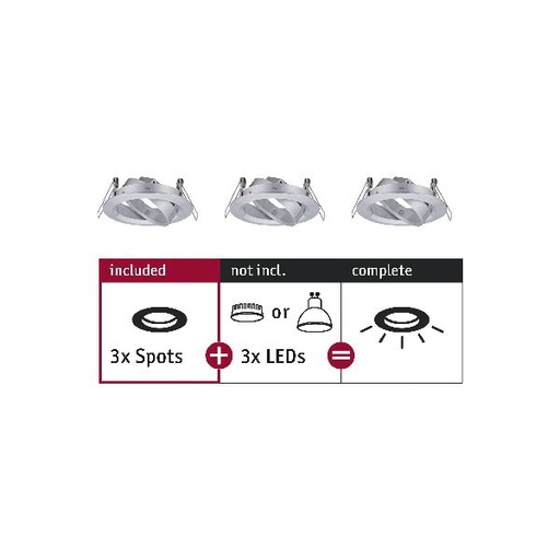 [PAU92490] ENC Choose 3 spots orientables max. 3x10W 230V 51mm alu tourné alu