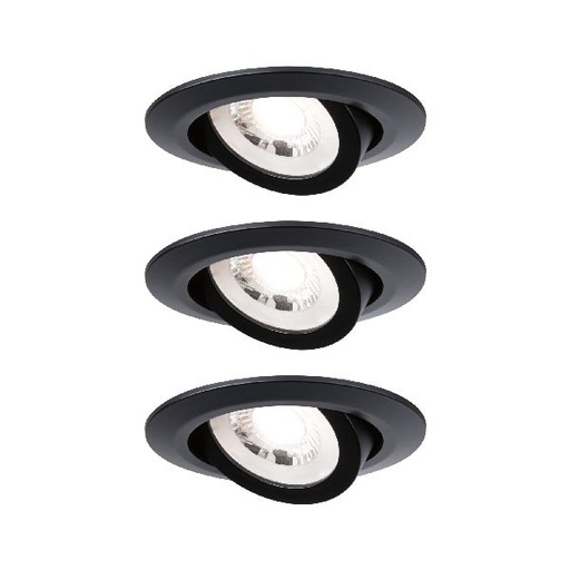 [PAU93367] Kit Encastrés orientables LED 3x6W 3000K 230V noir dép/Syn