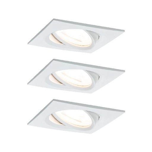 [PAU93454] Kit enc Nova Coin carré orientable LED 3x6W 2700K 230V blanc dépoli/Alu