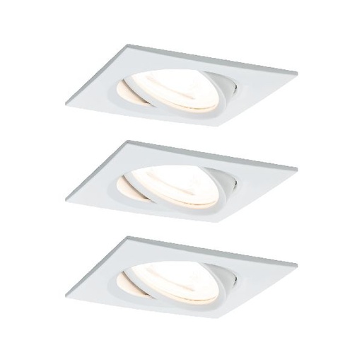 [PAU93472] Kit enc Nova carré noir LED 3 nivgrad 3x6,5W 230V GU10 51mm Blanc dépoli/Alu