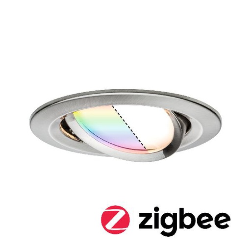 [PAU92964] Kit enc Nova Plus ZB Coin RGBW rond LED 1x5,2W 230V 51mm Acier bros/Alu zinc