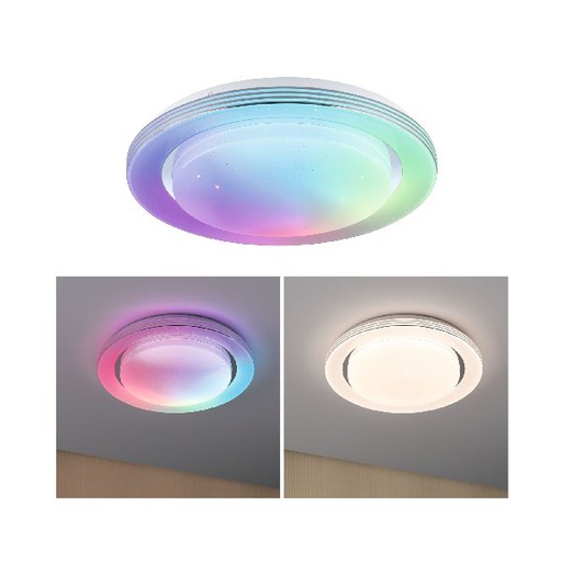 [PAU70546] WallCeiling Rainbow Dynamic RGB TunW LED 22W 380mm Blanc/Chr 230V Syn/Mét