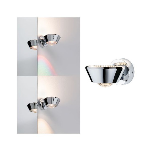 [PAU70947] WallCeiling Sabik IP44 LED gradable 13W Chrome mat 230V plastique