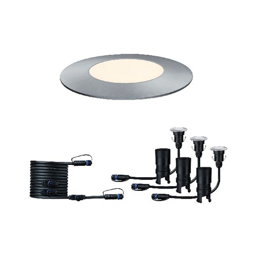 [PAU93949] Outdoor Plug &amp; Shine kit encastrés sol IP67 3000K 3x2,5W 24V 55mm Arg inox Plas