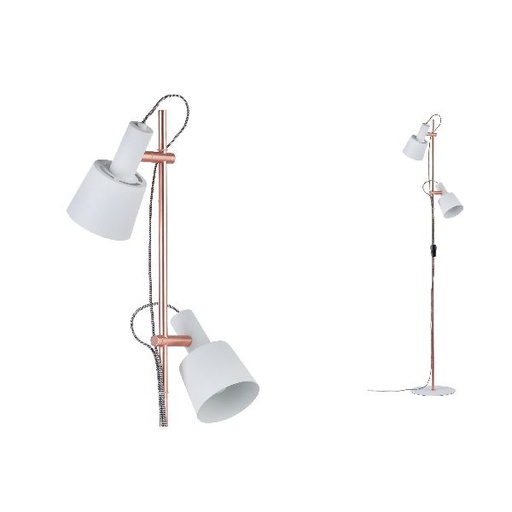 [PAU79660] Neordic Haldar lampadaire max 2x20W E14 Blanc/Cuivre mat 230V Métal