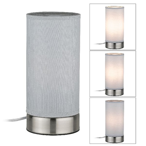[PAU77058] Lampe à poser Pia max.1x25W E14 Blanc/Acier brossé 230V métal/tissu