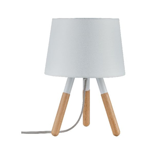 [PAU79646] Neordic Berit lampe de table max 1x20W E27 Blanc/Bois 230V Tissu/Métal/Bois
