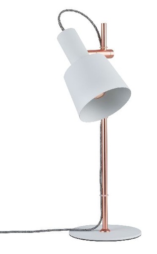 [PAU79658] Neordic Haldar lampe de table max 1x20W E14 Blanc/Cuivre mat 230V Métal