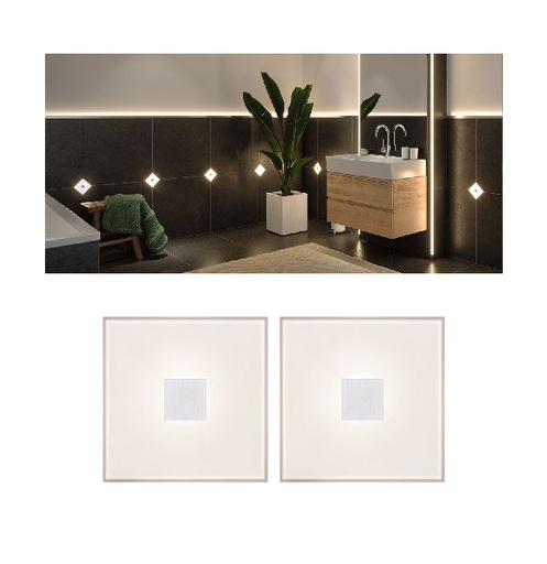 [PAU78401] LumiTiles Basic Set Square 10x10cm 2x0,8W 2700K 12V Blanc Syn/Alu