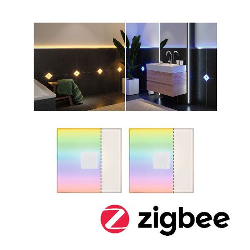 [PAU78412] LumiTiles Basic Set Square 10x10cm 2x0,75W RGBW blanc Plastique/Alu